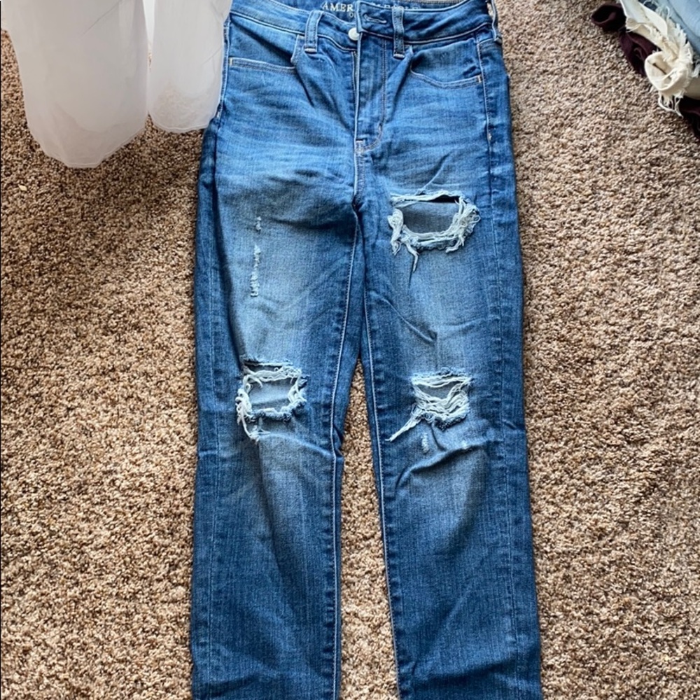 american eagle ripped super super stretch jeans